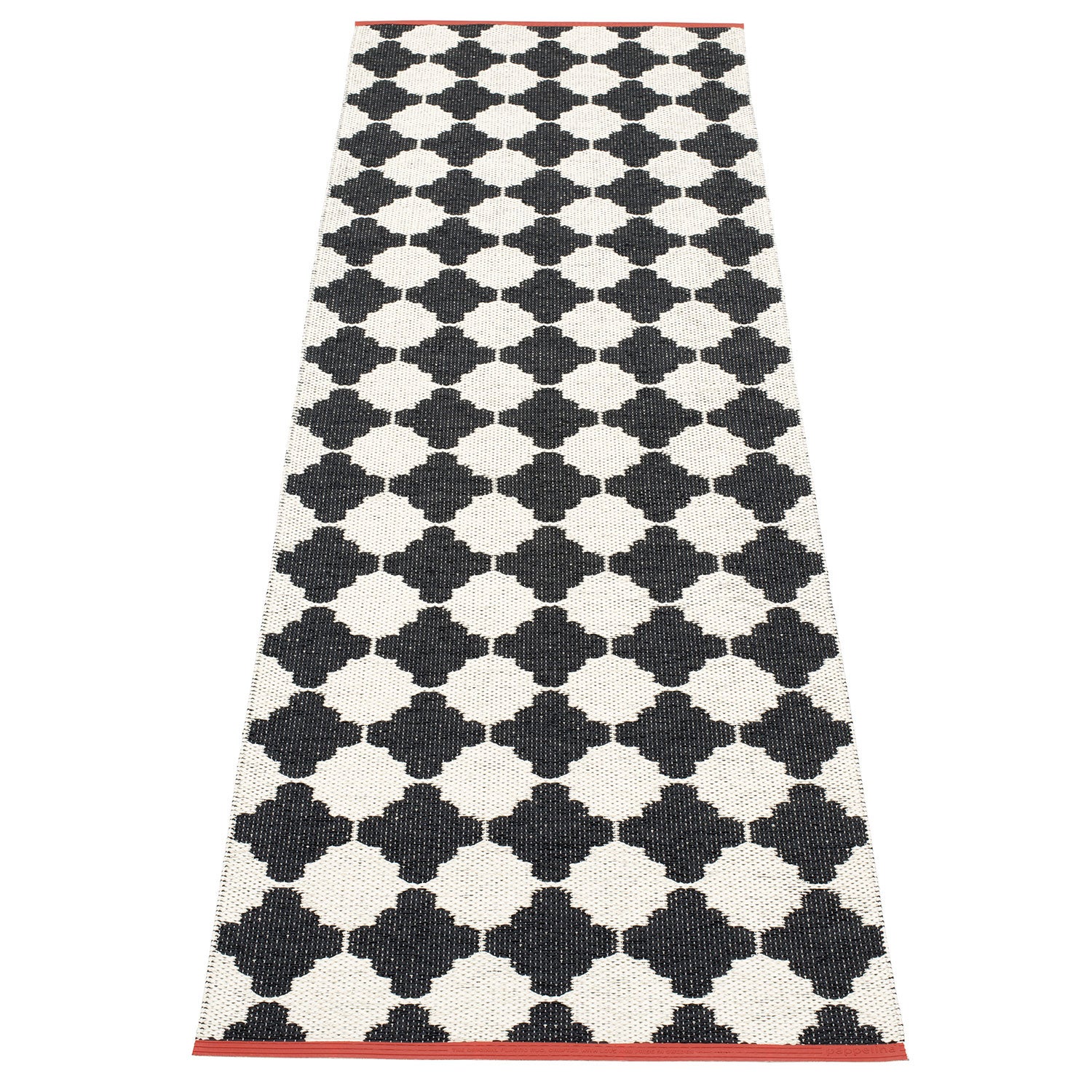 pappelina, marre matta 70x225 cm black / vanilla coral stripe