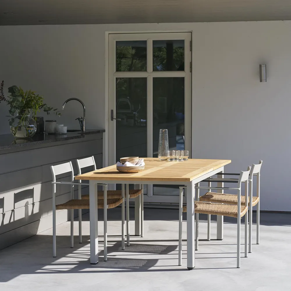 Lyon Matbord 95x152-210cm - Ljusgrå/Teak