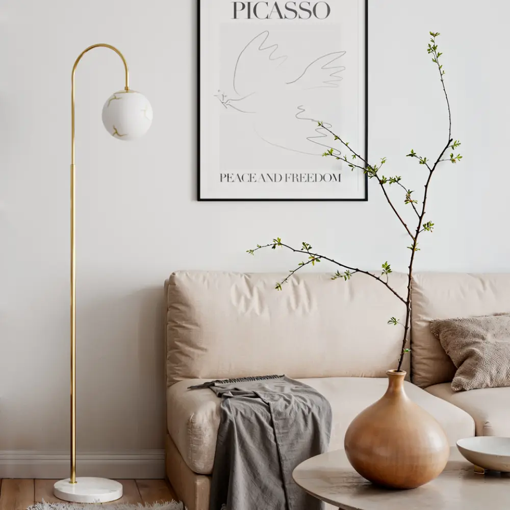 Bellagio golvlampa H163cm mässing/vit