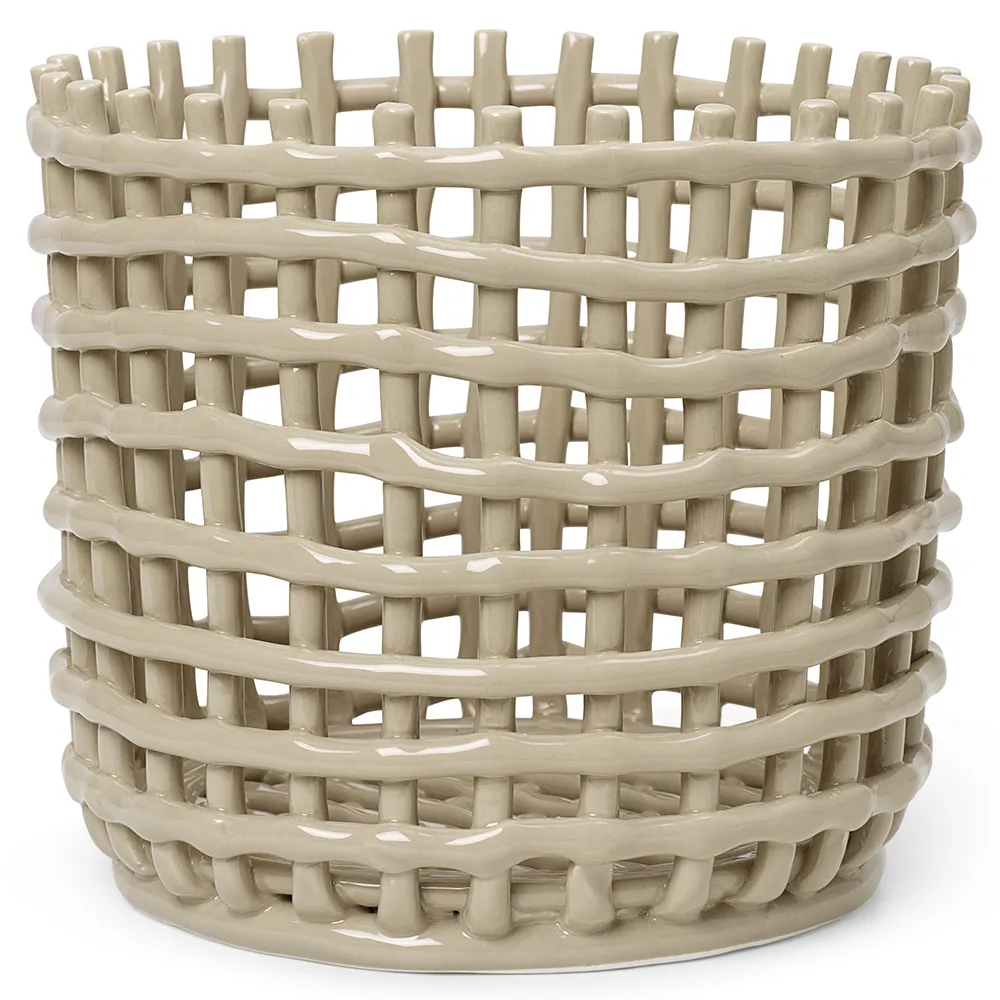 Produktfoto för Ferm Living - Ceramic Basket - Korg - Large - Cashmere - Ø23,5 x H21 cm