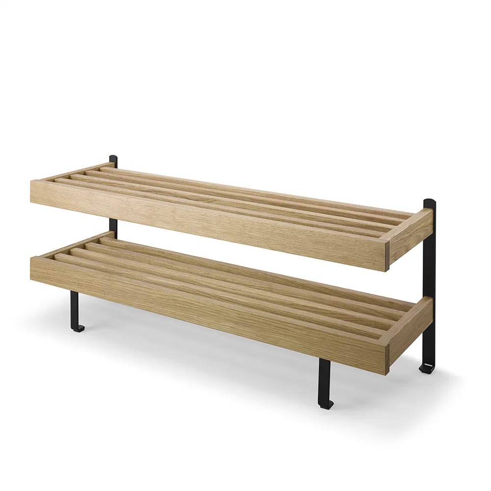 oscarssons möbel, nadja skohylla 100 cm lackad ek/mattsvart stål