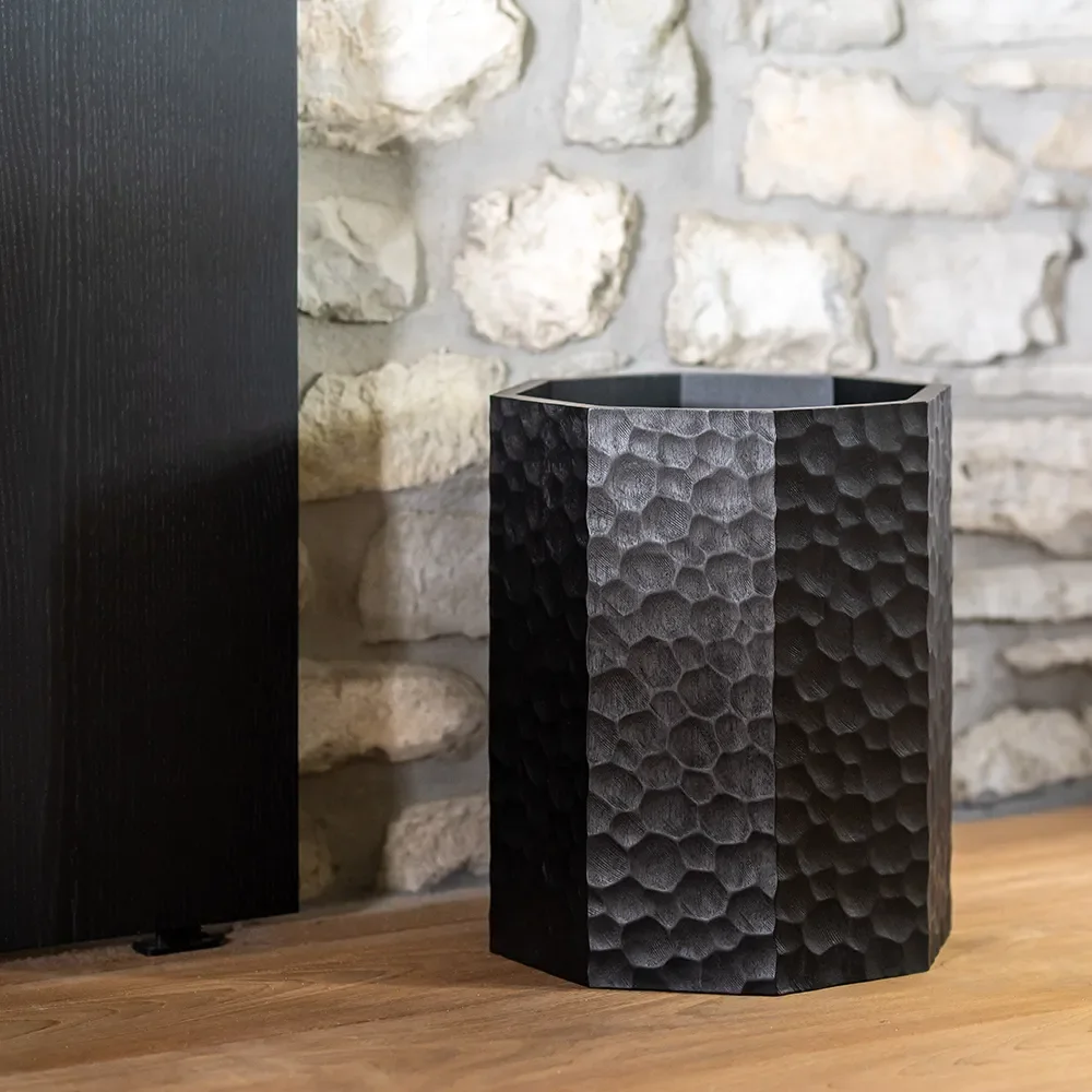 Chopped papperskorg svartlackad mahogny