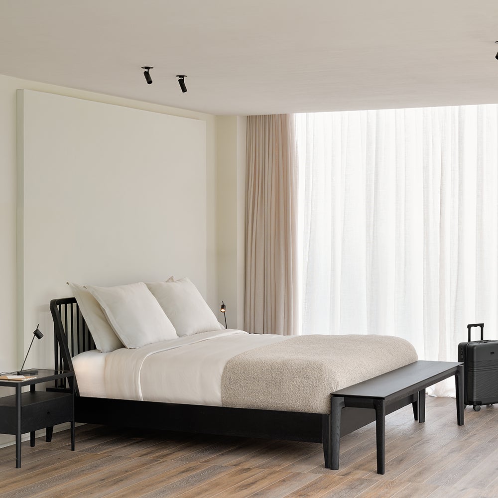 Bok Bänk 35x166 cm Svartlackad ek