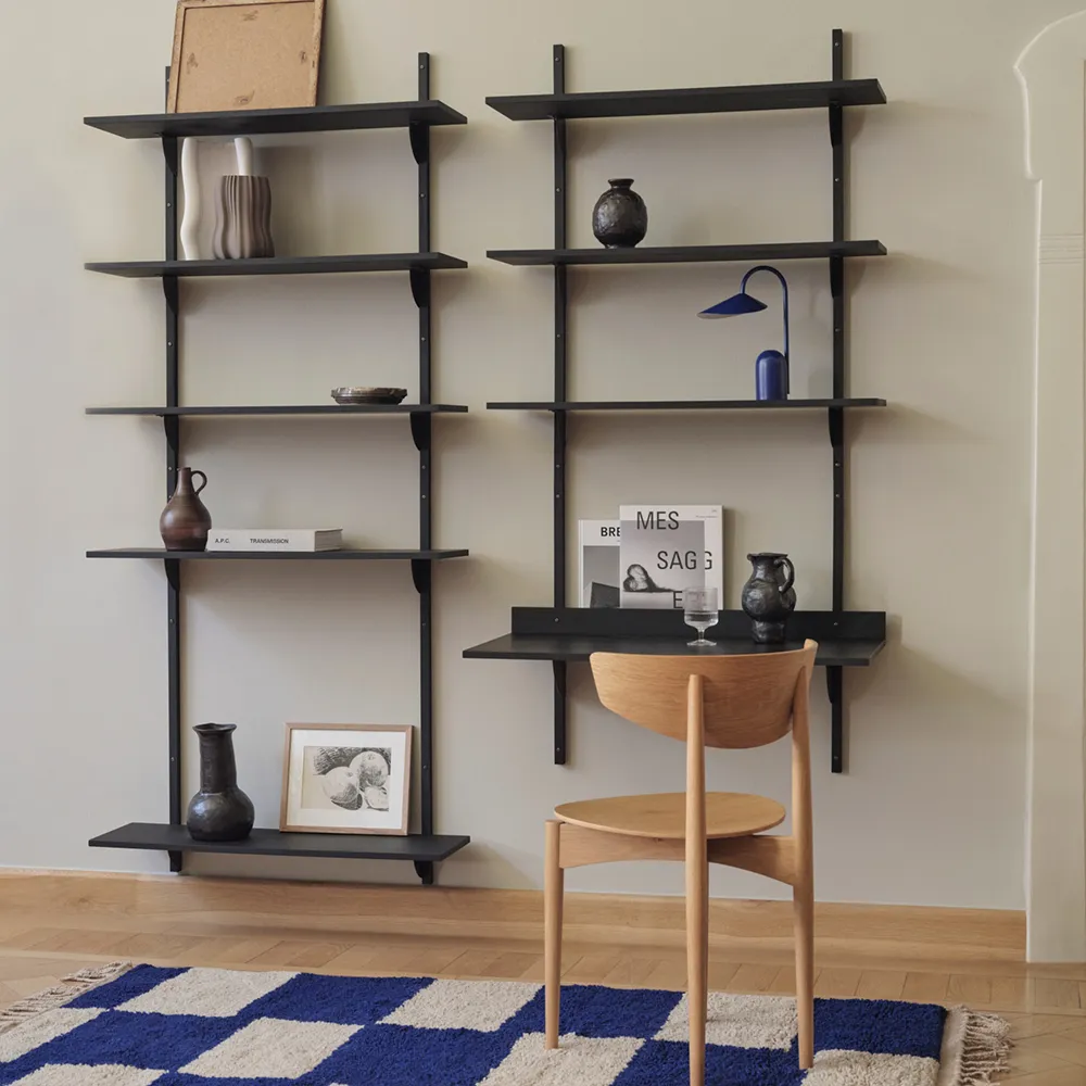 Sector Väggmonterat Skrivbord - Black Ash/Black Brass