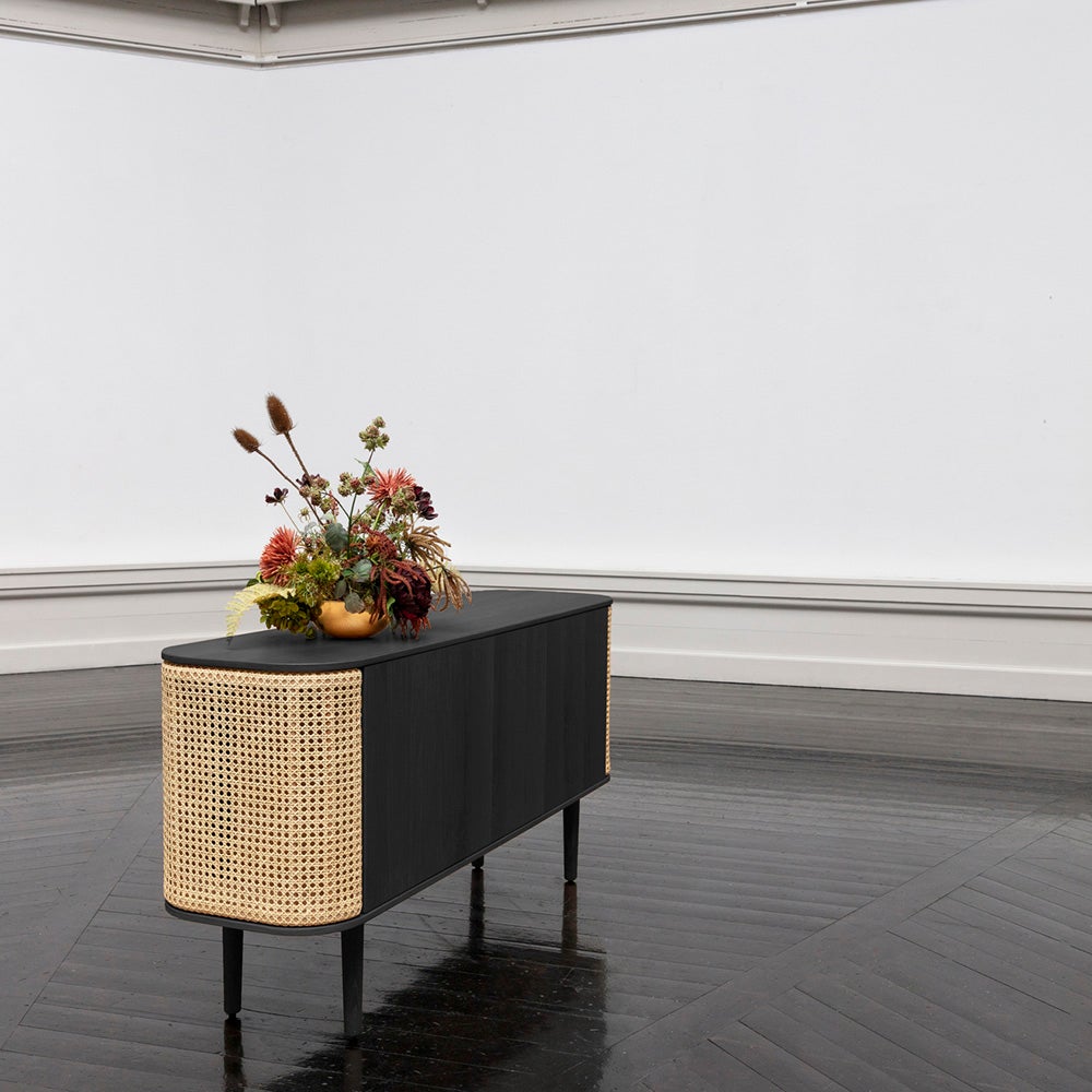 Treasures 3-dörrars skåp Svart Ek/Ventian Cane