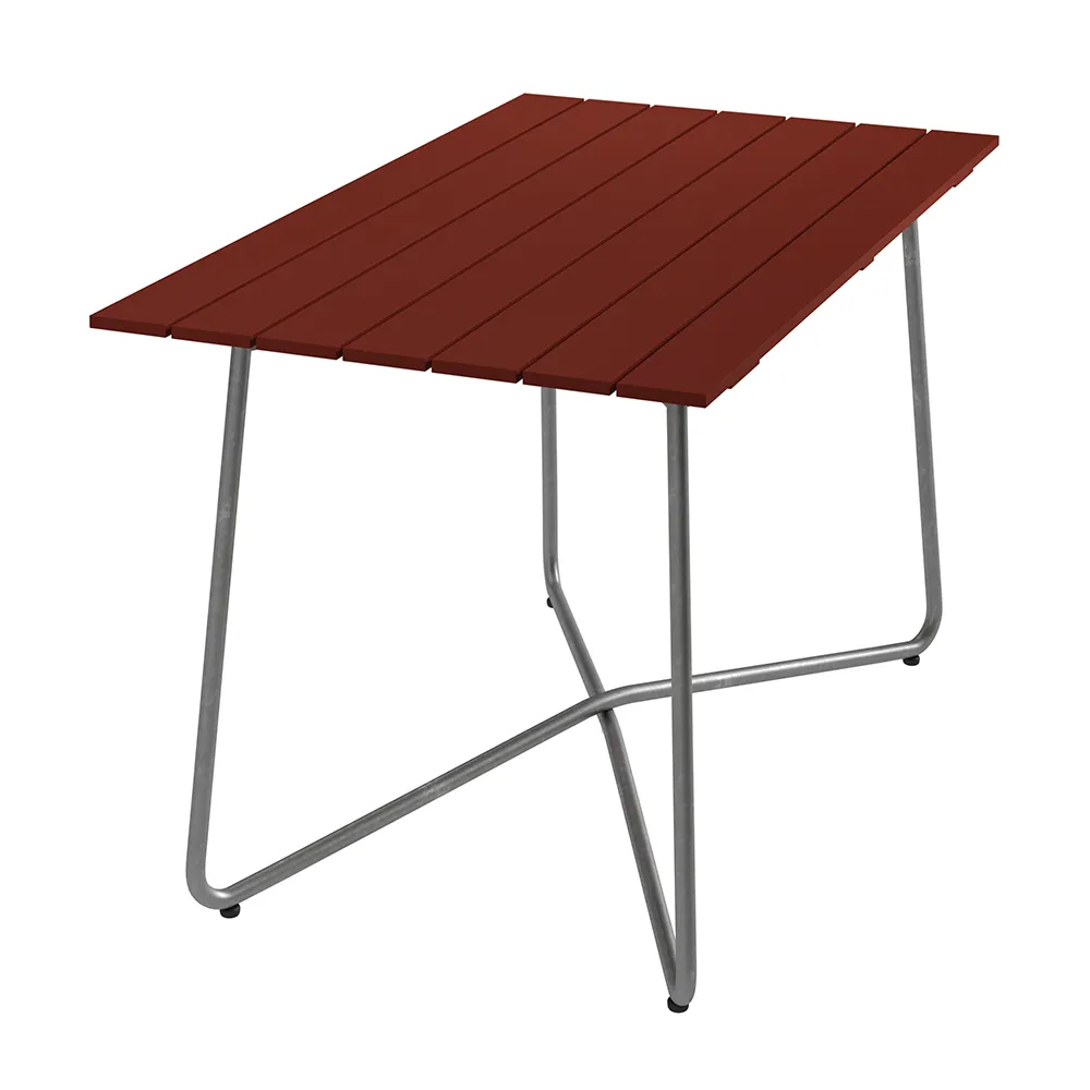 Grythyttan Stålmöbler, Bord B25A 120 cm Mörkröd / Varmförzinkat