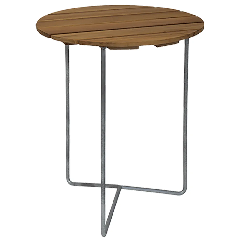 grythyttan stålmöbler, bord 6b 60 obehandlad teak / varmförzinkat stativ