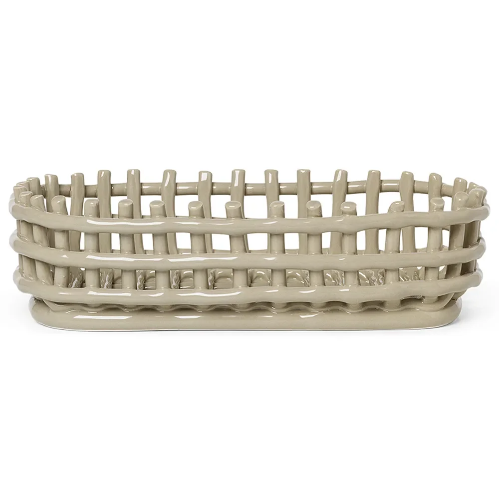 Ferm Living, Ceramic Flätad korg - Oval - Cashmere