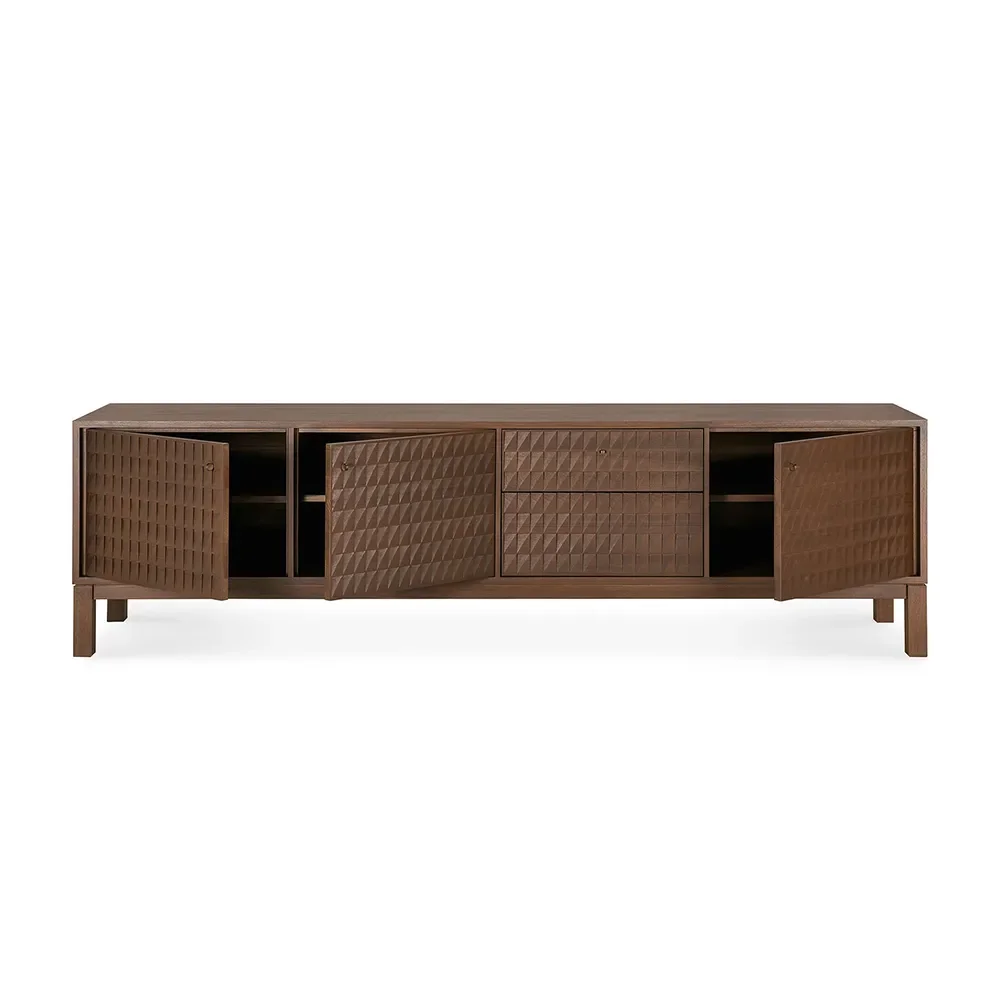 TV-bänk i teak Sono Light Brown L212 cm
