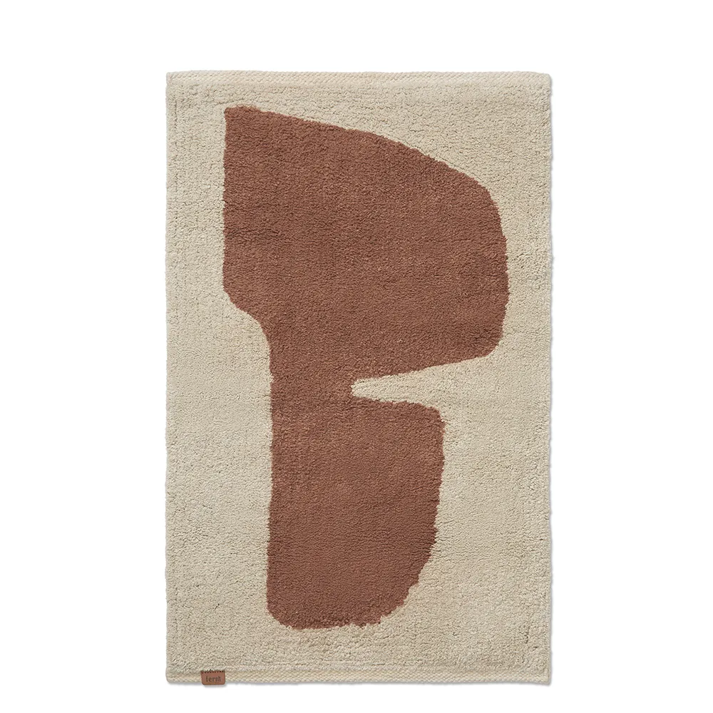 ferm living, tvättbar badrumsmatta i ekologisk bomull parchment/rust