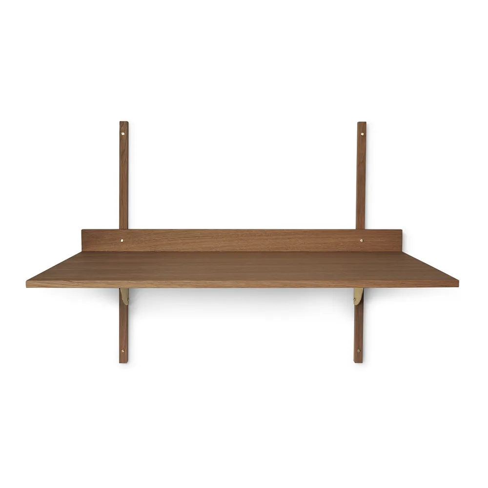 ferm living, sector väggmonterat skrivbord - smoked oak/brass
