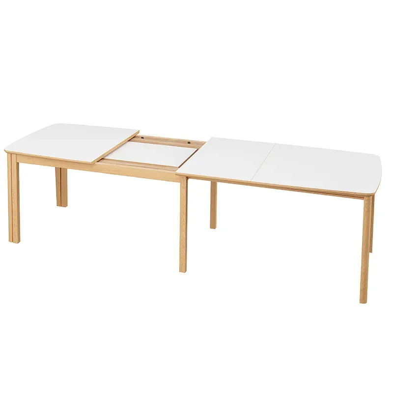 SM107 Matbord 101x160-316-368 cm Naturoljad ek - Vit laminat