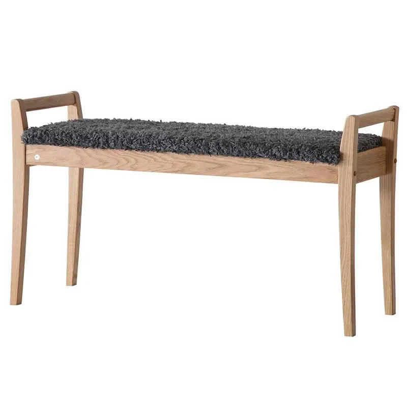 Oscarssons Möbel, Meja Bänk Vitoljad Ek/Fårskinnslook Mörkgrå
