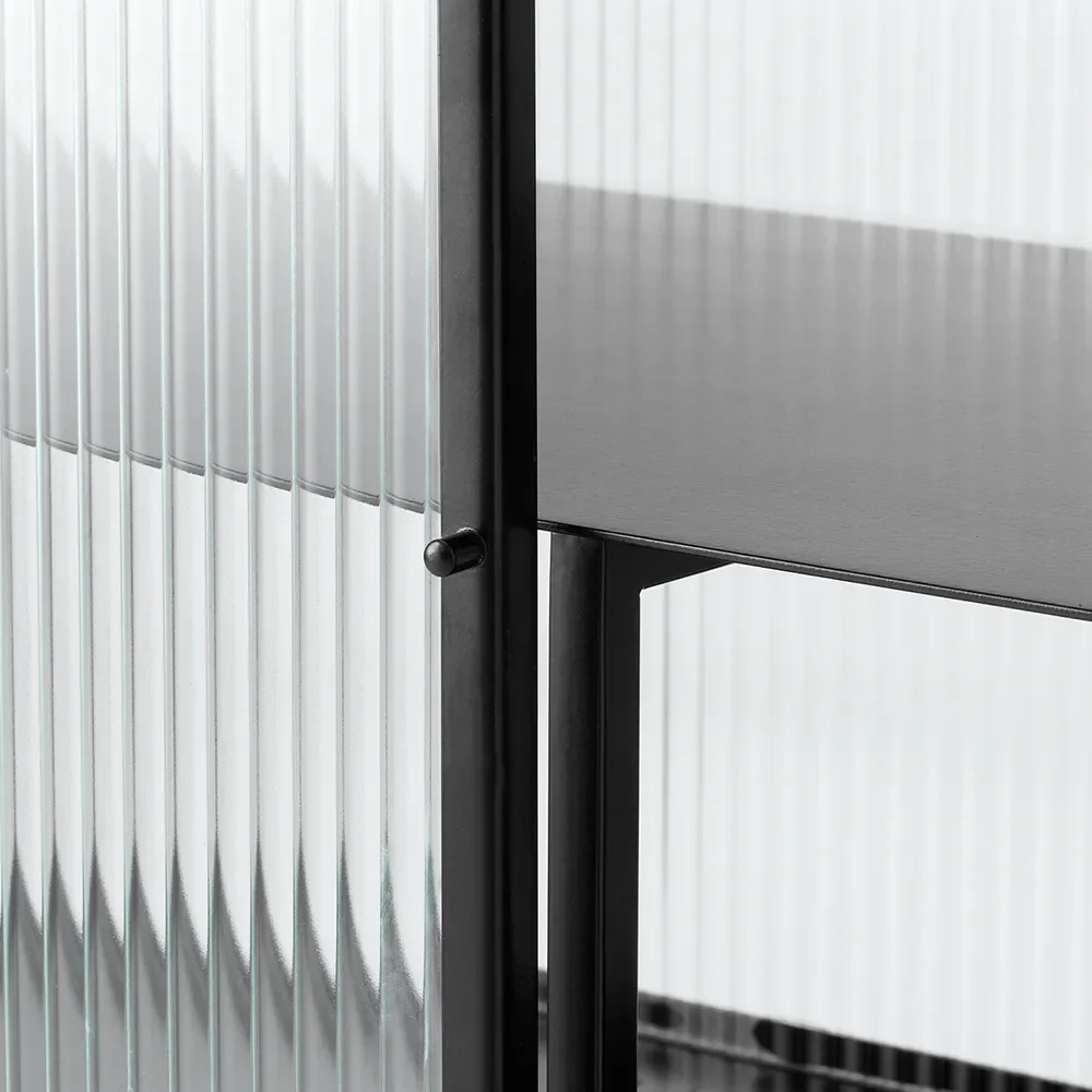 Alternativ bild 1 för Ferm Living - Haze Sideboard - Reeded Glass - Byrå - Black - W110 x H90 x D40 cm