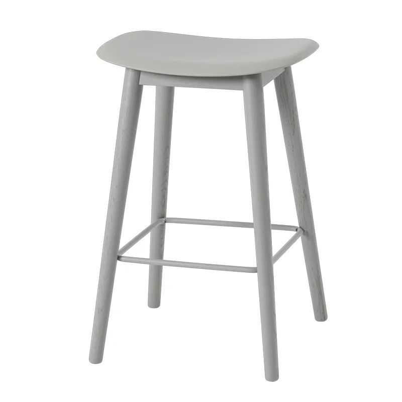 muuto, fiber barpall låg wood base - 65 cm - grey/grey