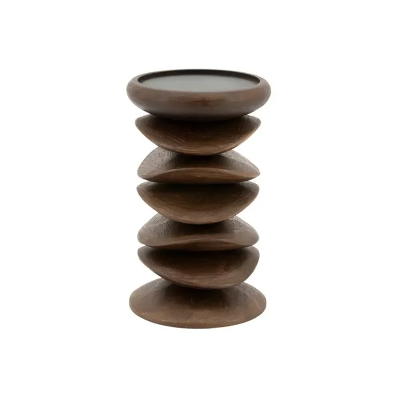 Pillar candle holder Kasane 10x10x15 cm Mangoträ dark brown