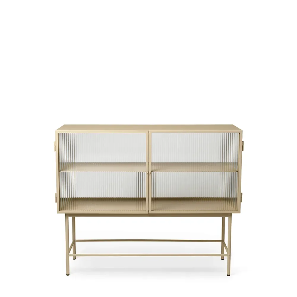 ferm living, haze sideboard - reeded glass - cashmere
