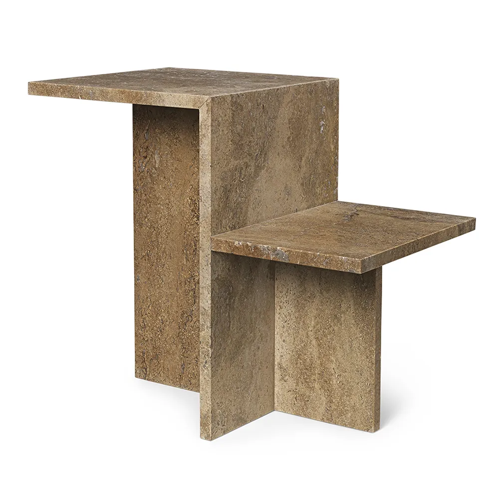 Produktfoto för Ferm Living - Distinct Side Table - Soffbord - Dark Brown Travertine - Small - W35 x H50 x D59,5 cm