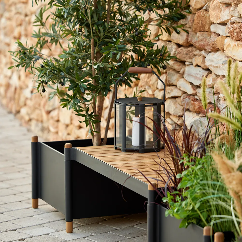 Sticks planter bänk Teak/lava grey Cane-line | Köp dina utemöbler från ...