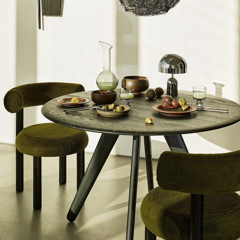 Slab runt bord 120cm svart