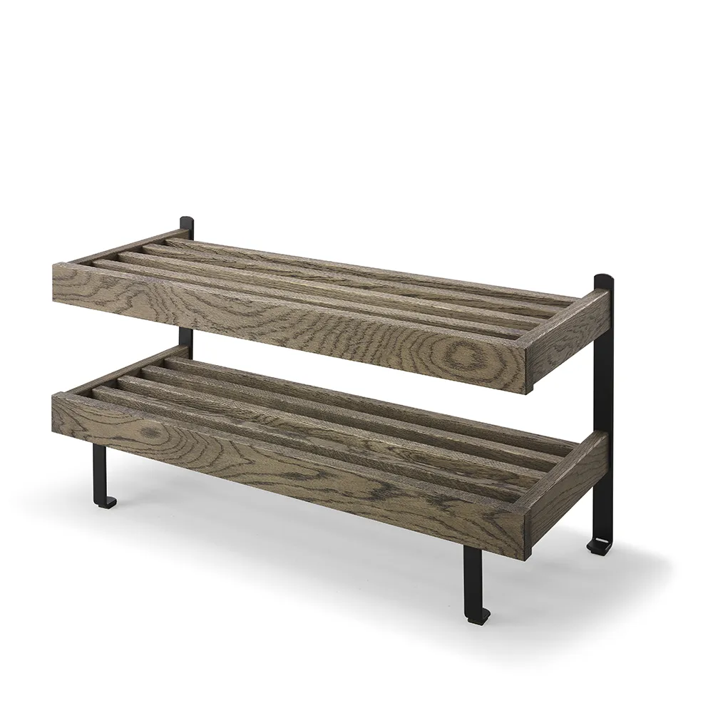 oscarssons möbel, nadja skohylla  80 cm rökt ek/mattsvart stål