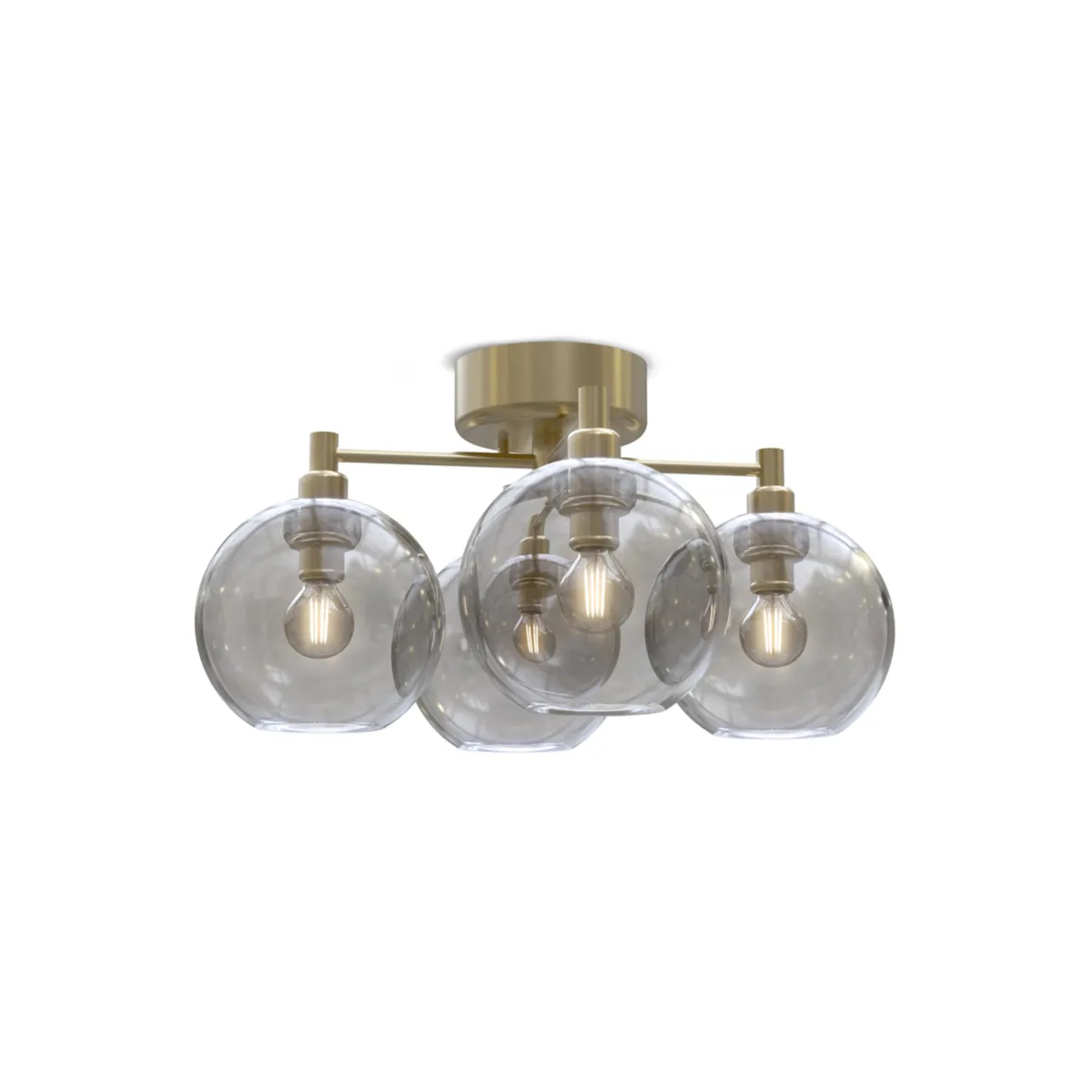 Gloria plafond Ø46x37,2xH24 cm metall/glas mässing/rökfärgat glas
