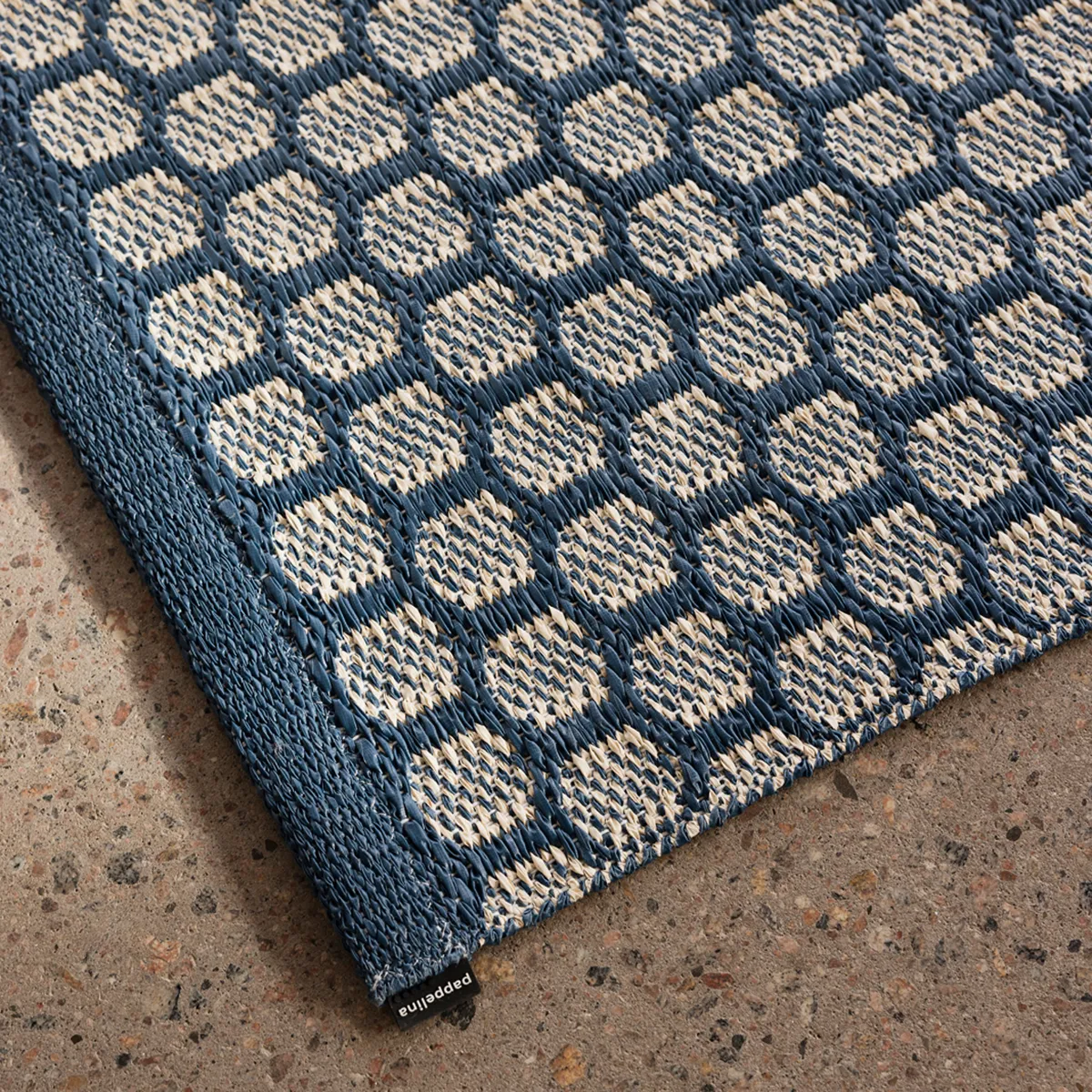 Vändbar Plastmatta MIMI Ocean Blue/Cream 70x360 cm