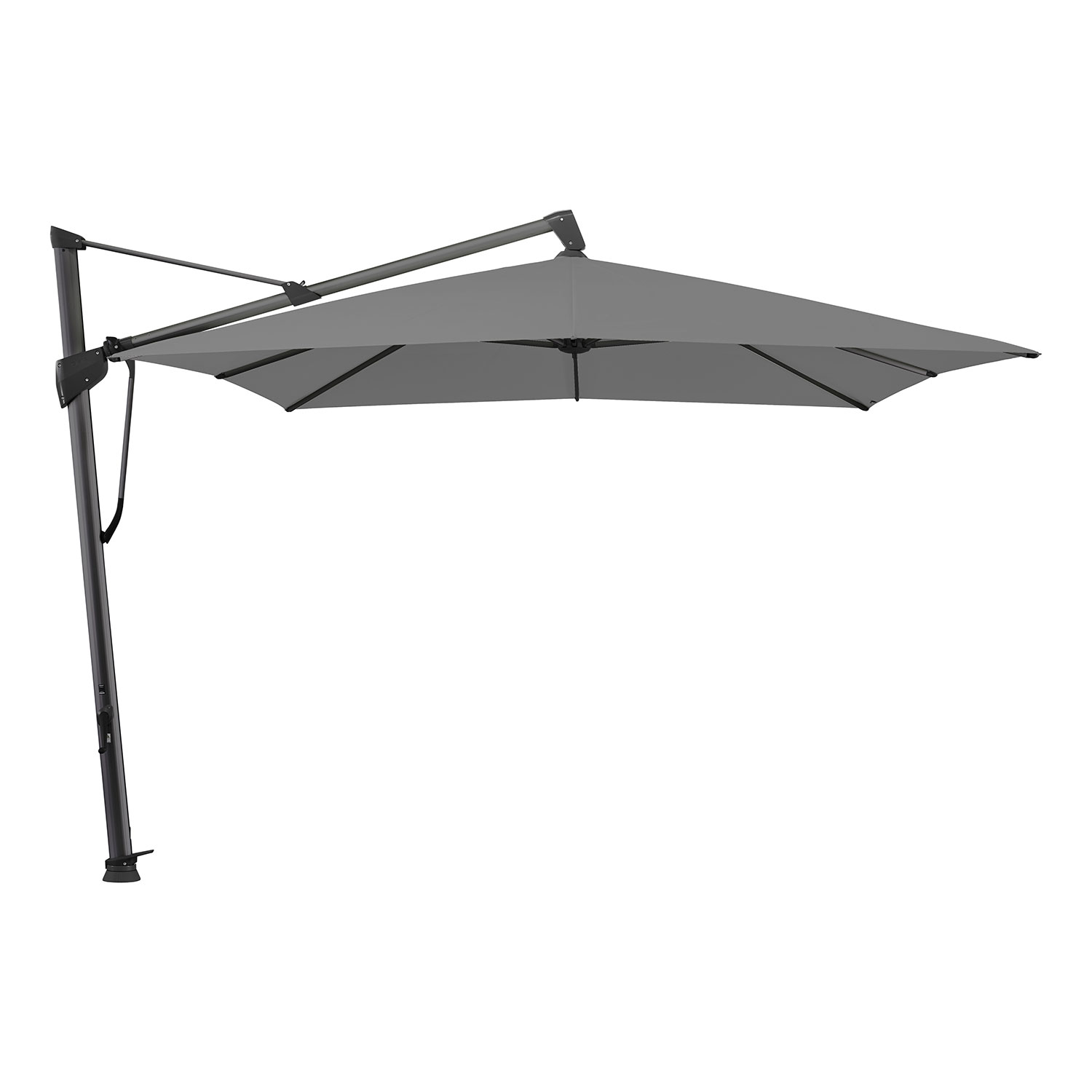 Glatz Sombrano S+ frihängande parasoll 300×300 cm kat.4 antracite alu / 420 smoke