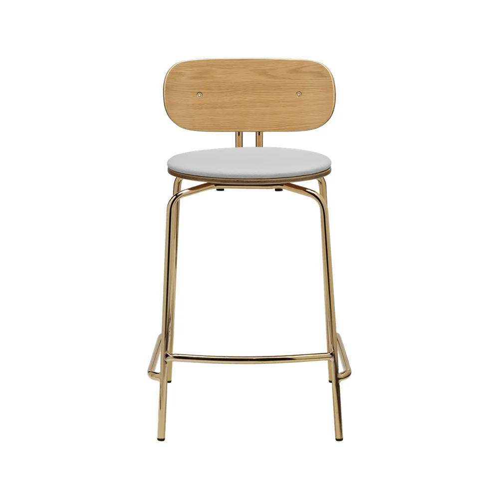 Curious Låg Barstol Ek/Mässing Sterling