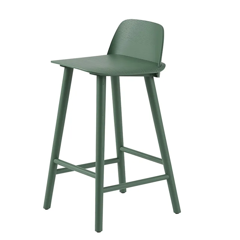 muuto, nerd barstol 65 cm - med fotstöd i metall - green