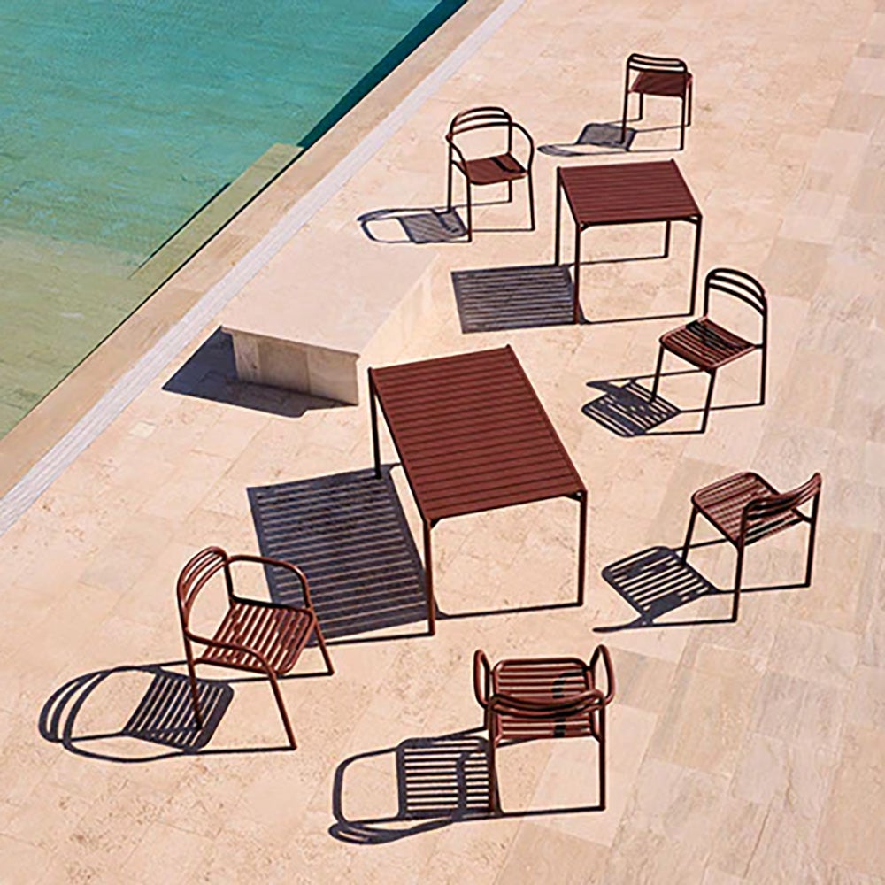 Bliss matbord inkl. fyra stolar- Desert red aluminium