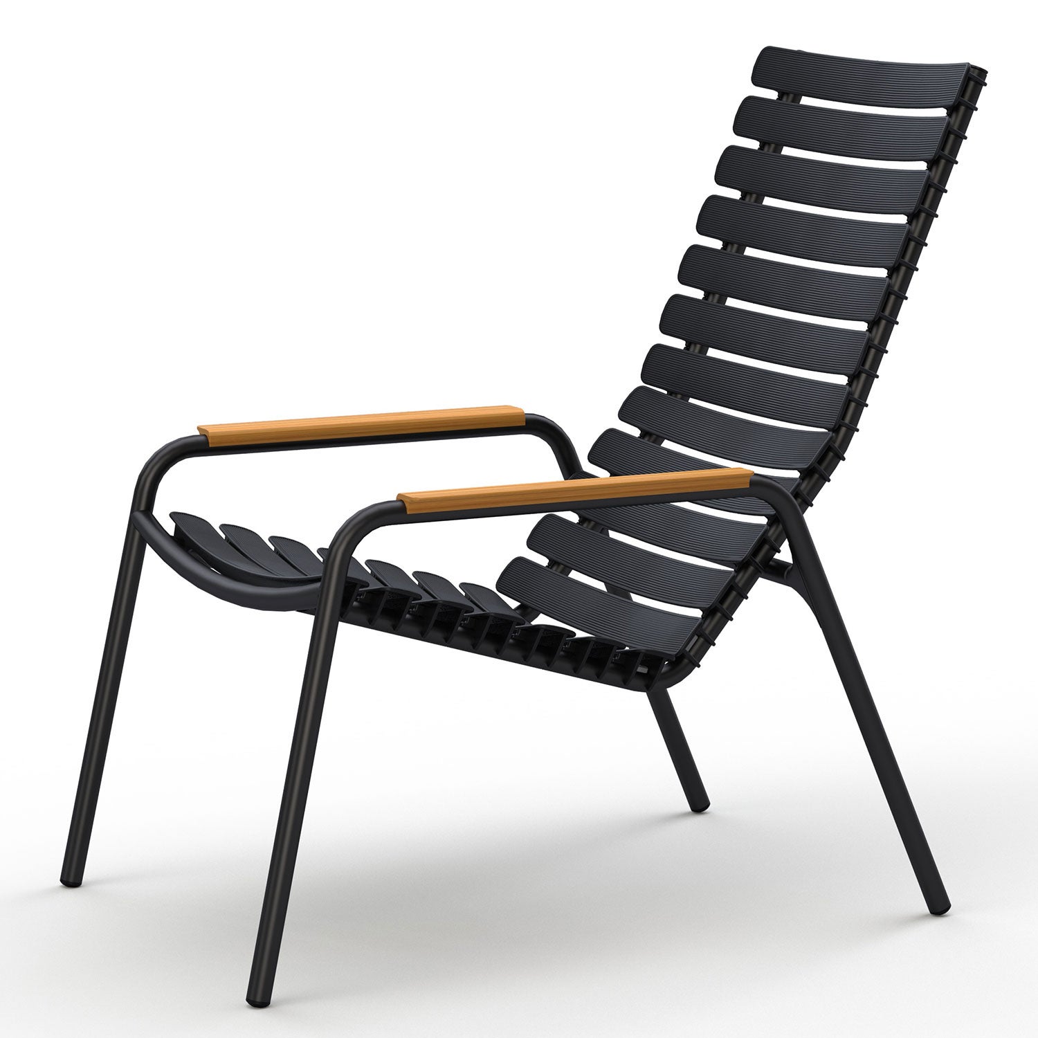 houe, reclips lounge chair black aluminium bamboo