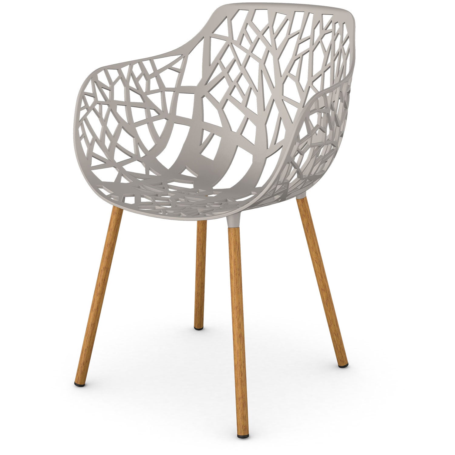 fast, forest karmstol med iroko klädda ben powder grey