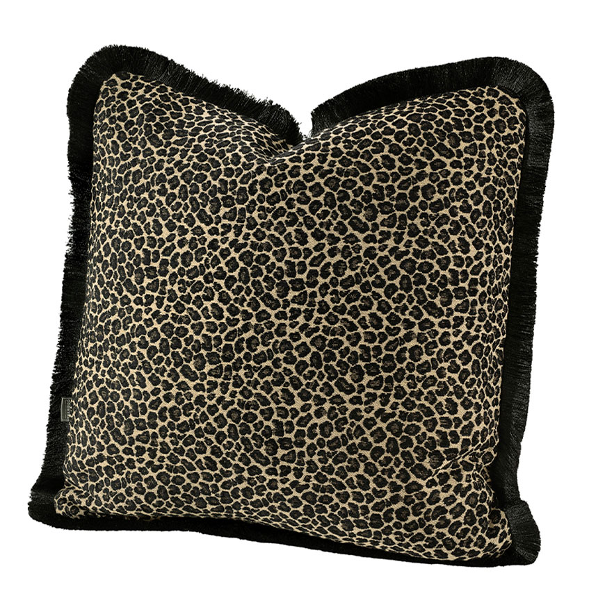 Artwood Leopard Kuddfodral Black Fringe 50X50