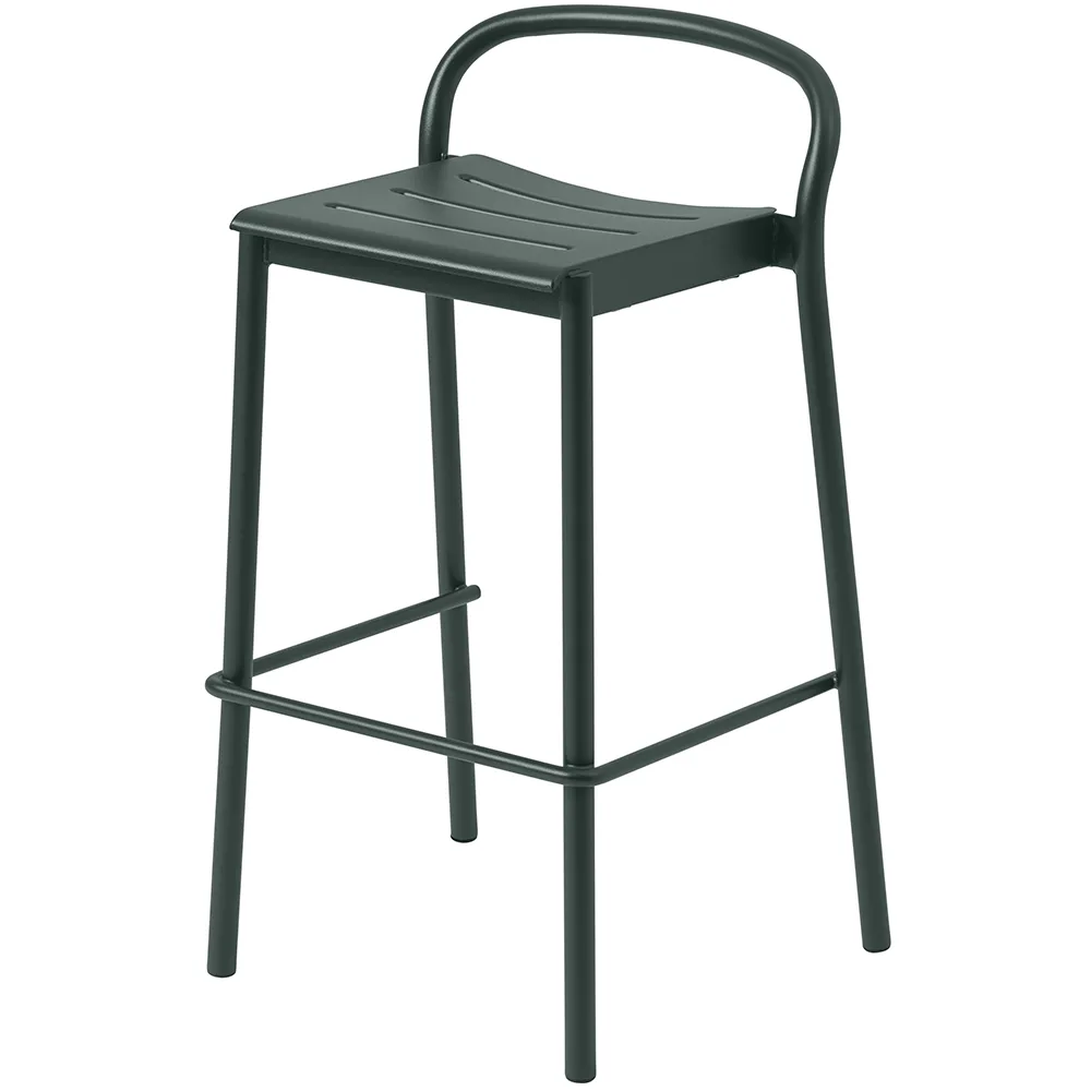 muuto, linear steel barstol dark green