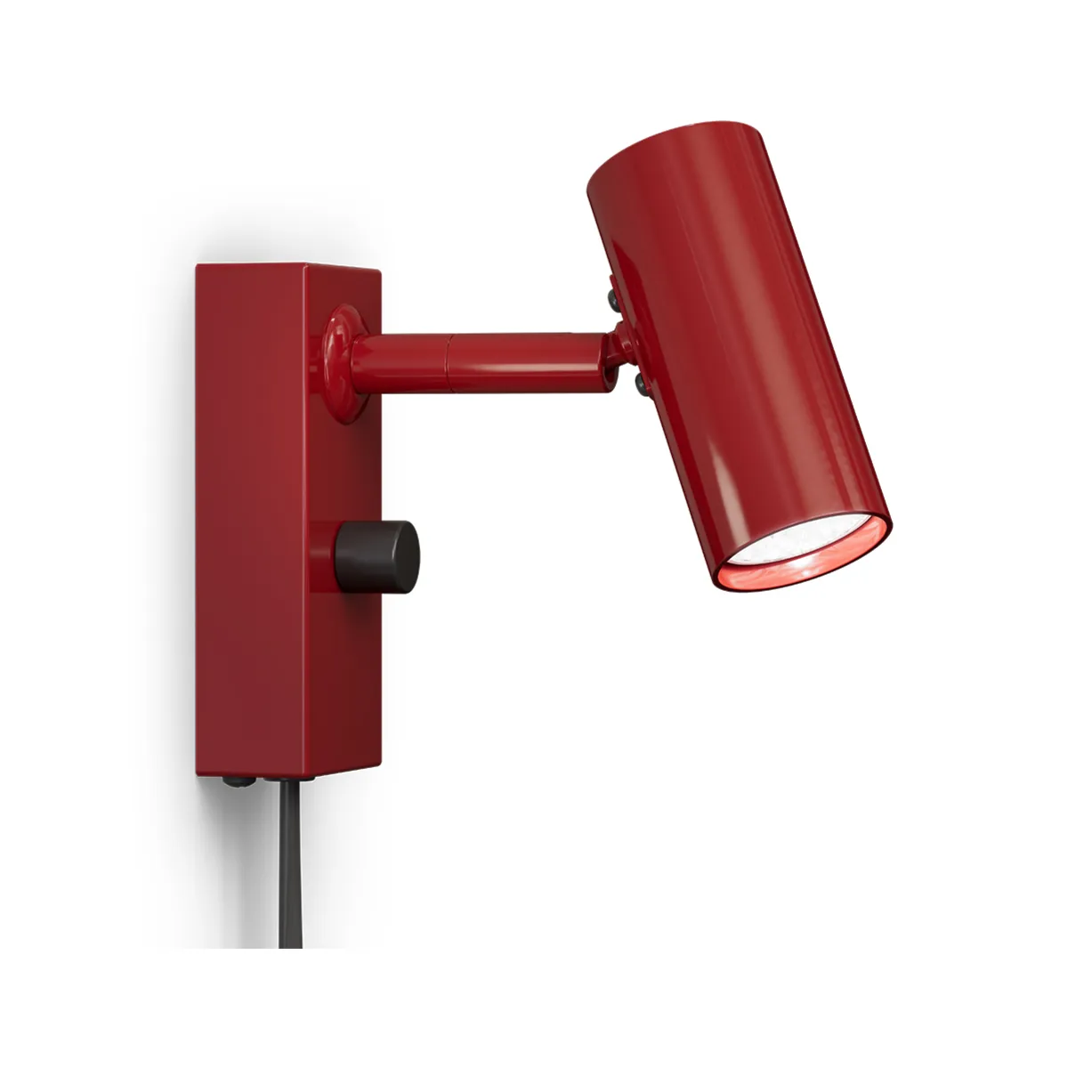 Cato vägglampa enkel metall blank rubinröd/mattsvart