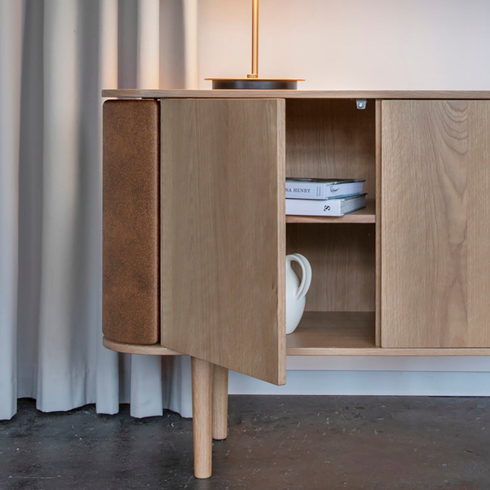 Treasures 2-dörrars skåp Ek/Brown Faux Leather