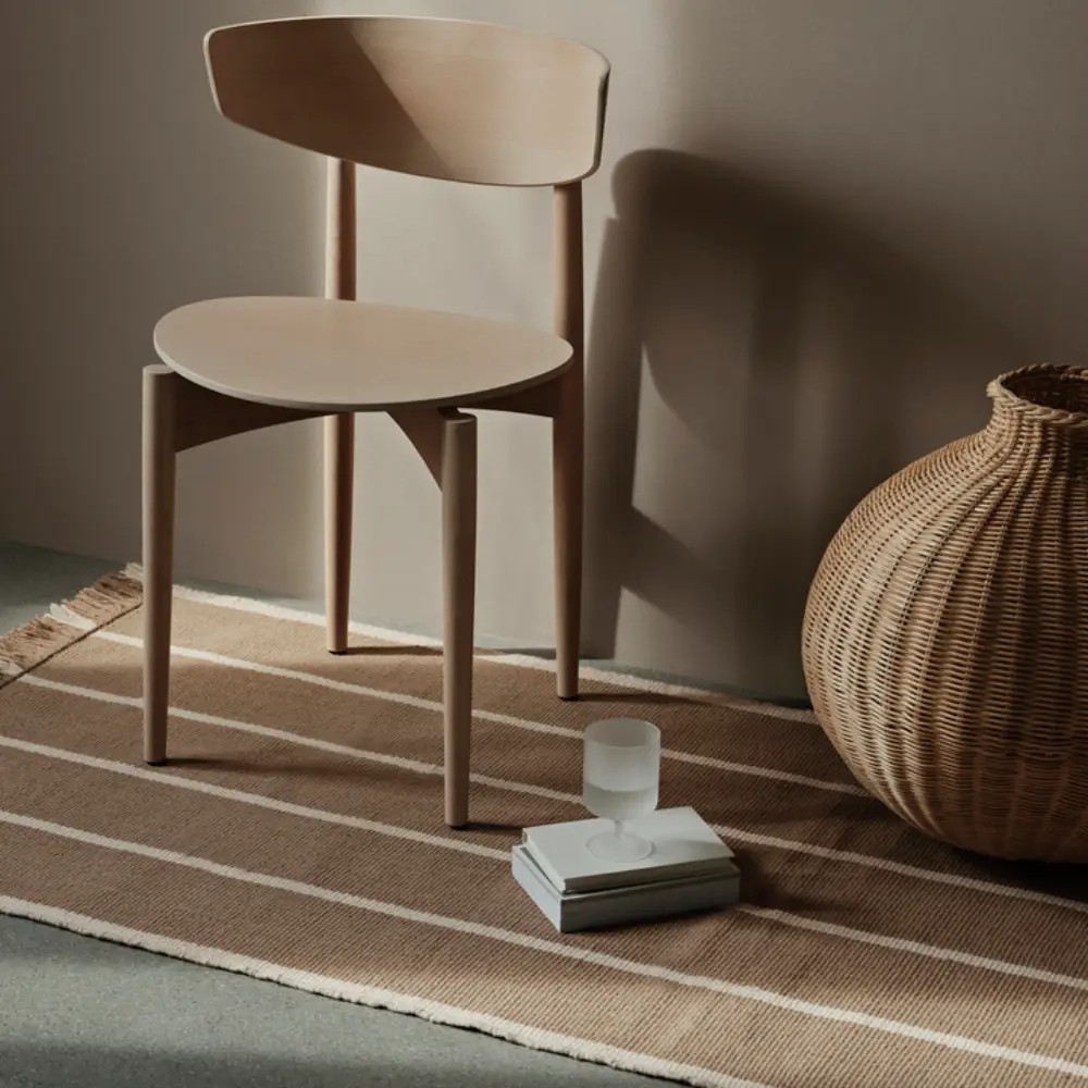 Calm Kelim Matta 80x200 cm- Dark Sand/Off-white