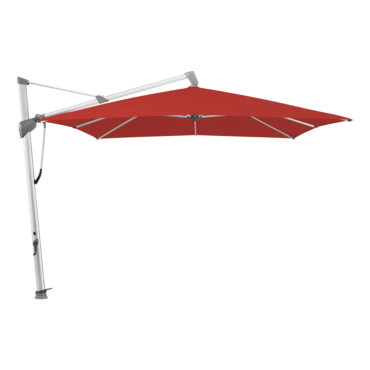 Glatz Sombrano S+ frihängande parasoll 300×300 cm kat.4 anodizerad alu / 403 carmine