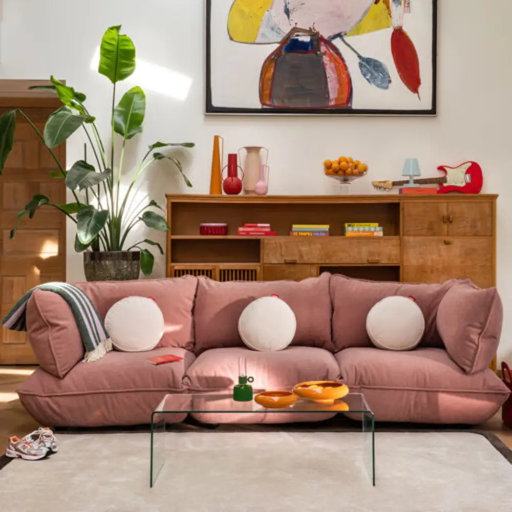 sumo soffa hörndel höger cord recycled soft pink