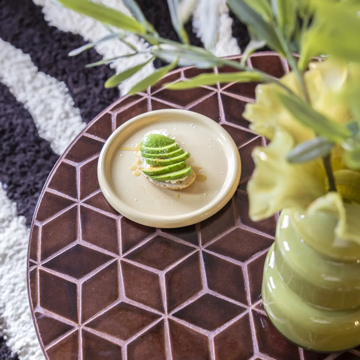 Soffbord Patterna med skiva av mosaik Röd