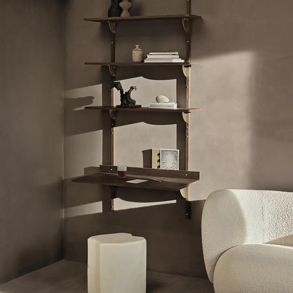 Sector Väggmonterat Skrivbord - Smoked Oak/Brass