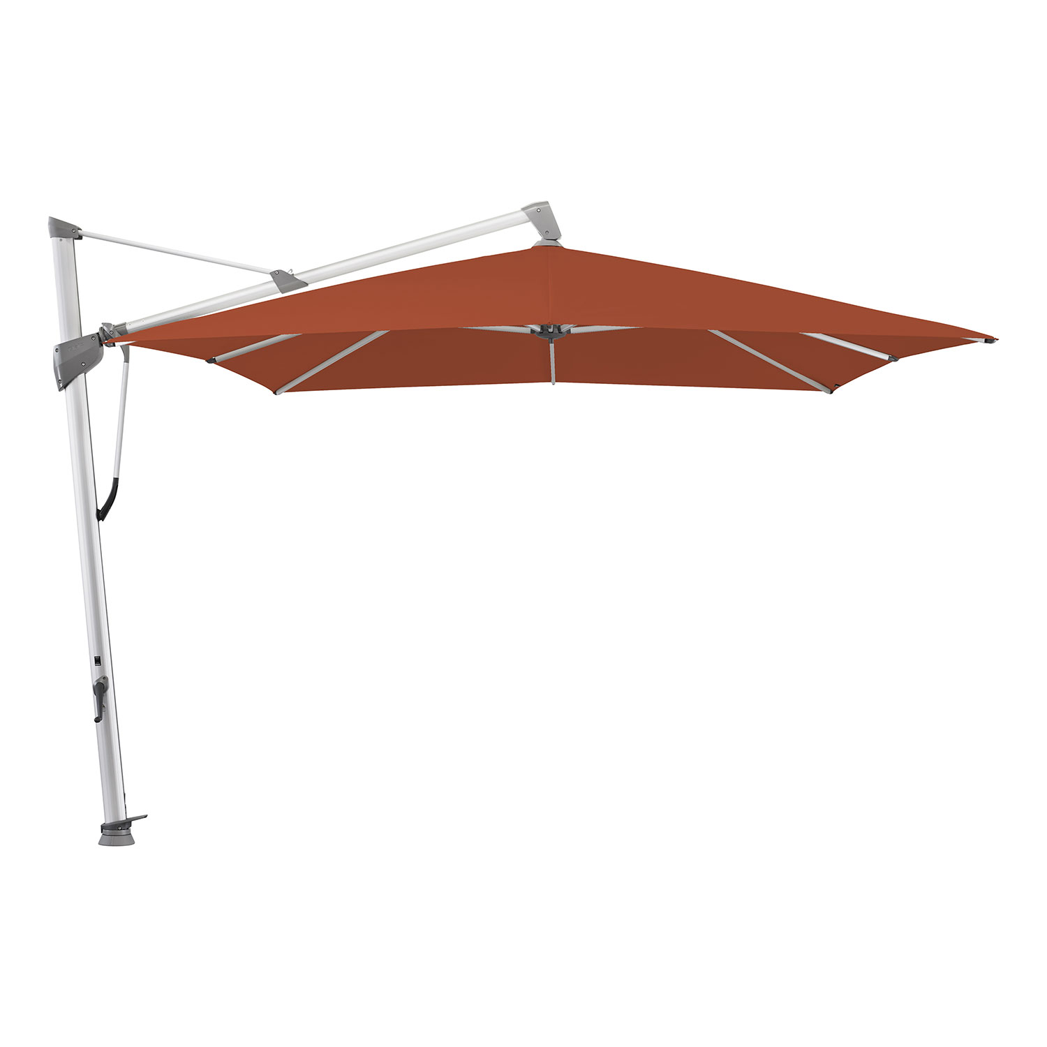 Glatz Sombrano S+ frihängande parasoll 300×300 cm kat.5 anodizerad alu / 513 fire red