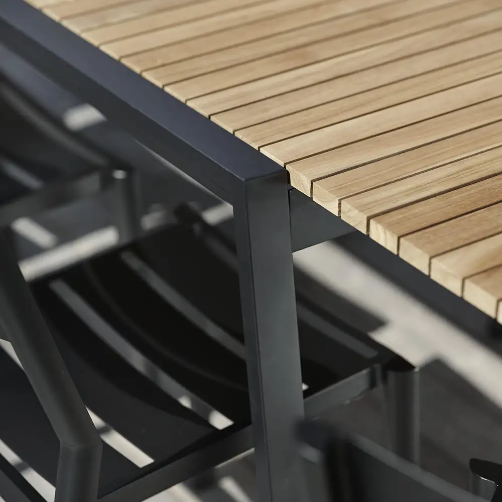 Naos matbord 100x220-320 cm svart/teak 