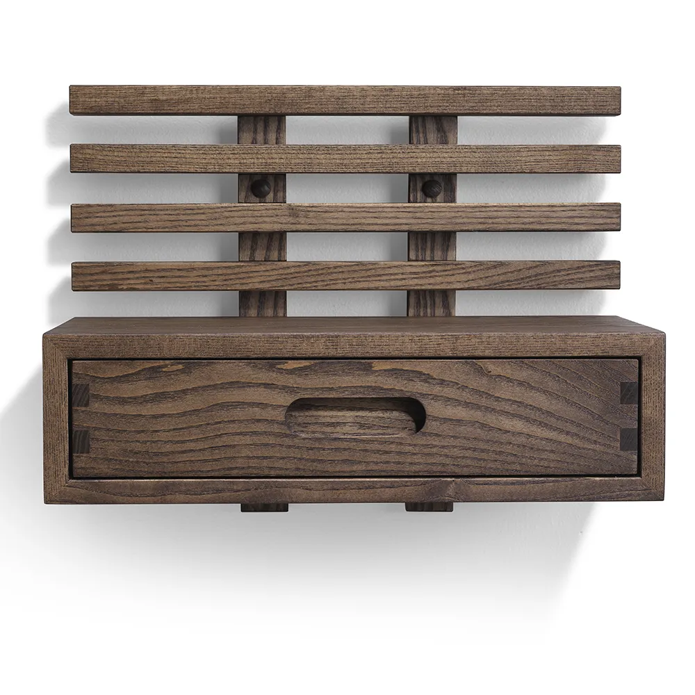 oscarssons möbel, zece sängbord med låda brunoljad ask