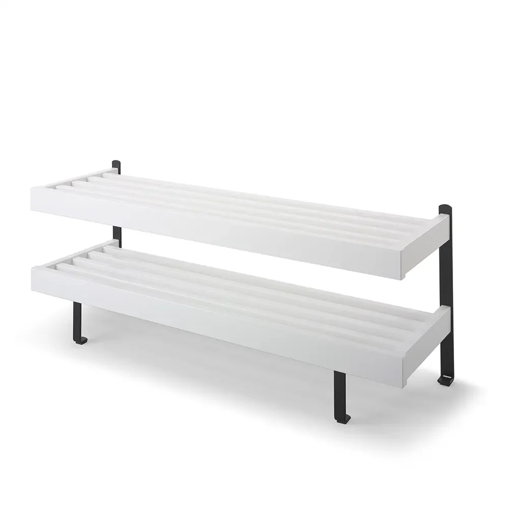 oscarssons möbel, nadja skohylla 100 cm vitlackad björk/mattsvart stål