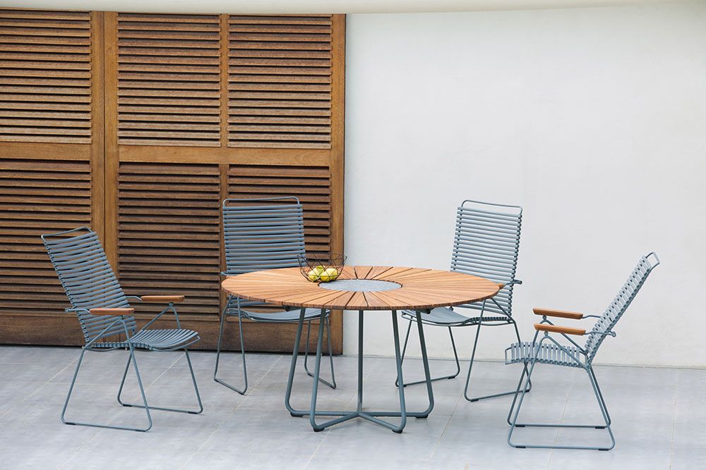 Circle matbord 110 cm aluminium / bamboo 