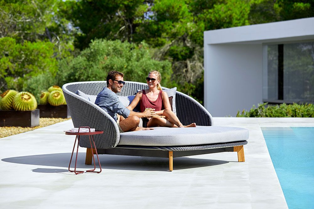 Peacock solsäng grå inkl. dynor