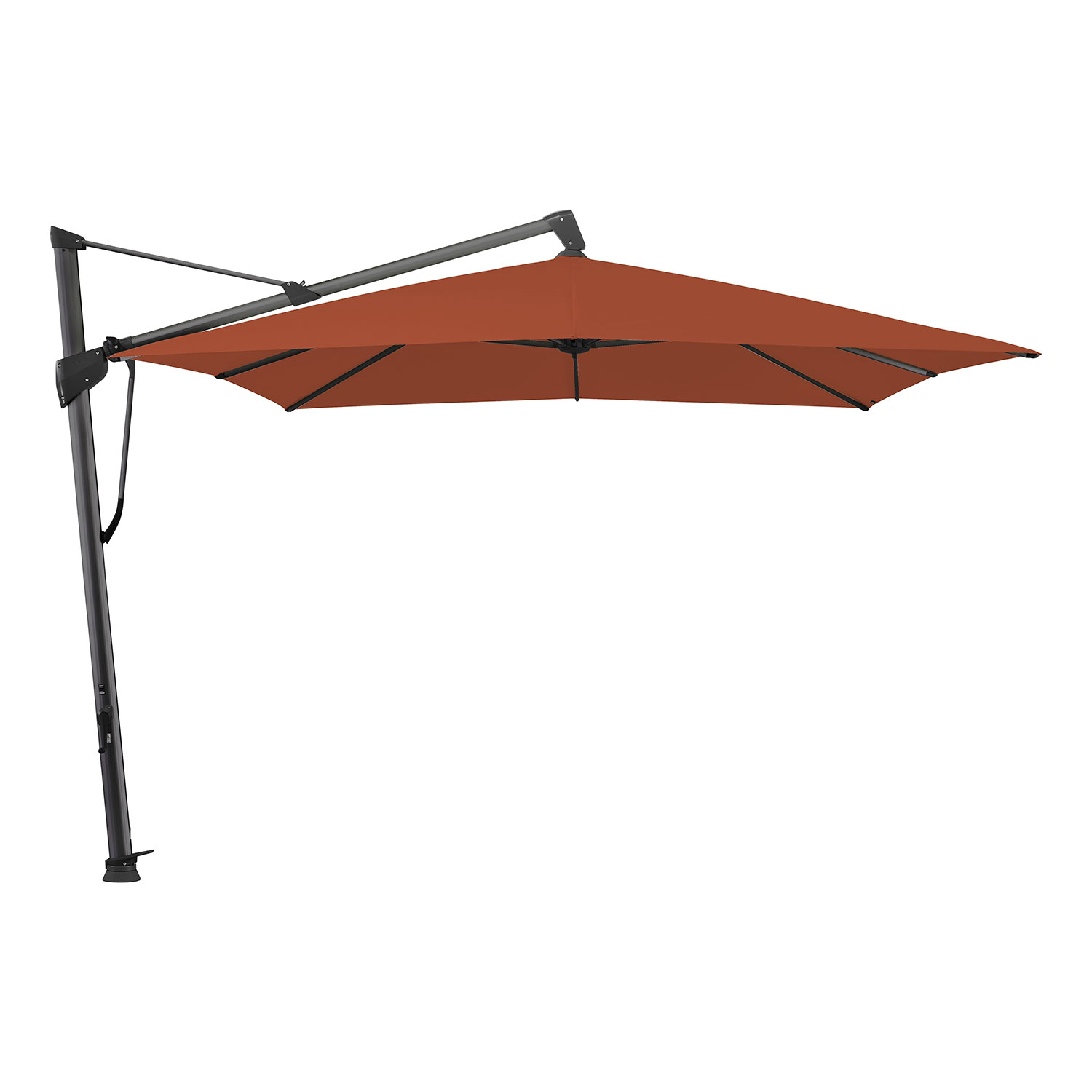 Glatz Sombrano S+ frihängande parasoll 400×300 cm kat.5 antracite alu / 513 fire red