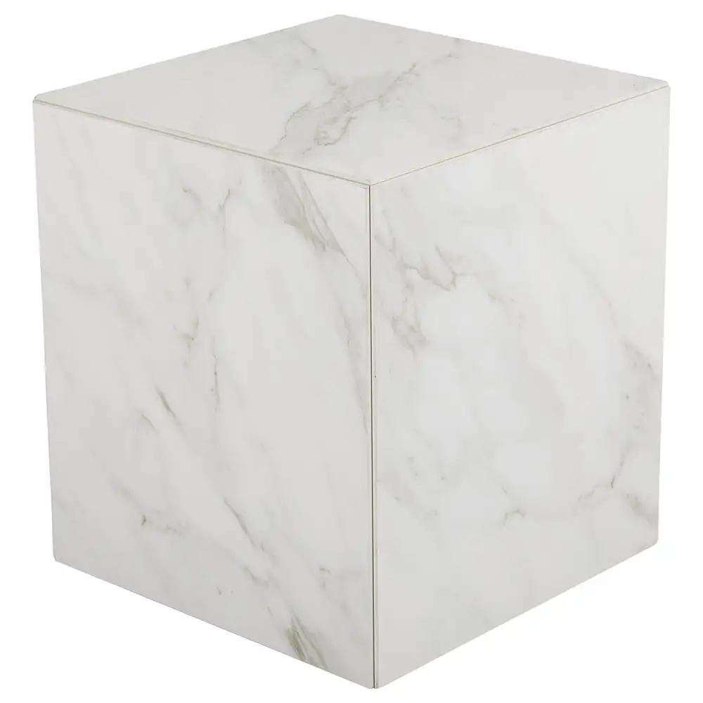 Zten soffbord 40×40 cm vit marmor look